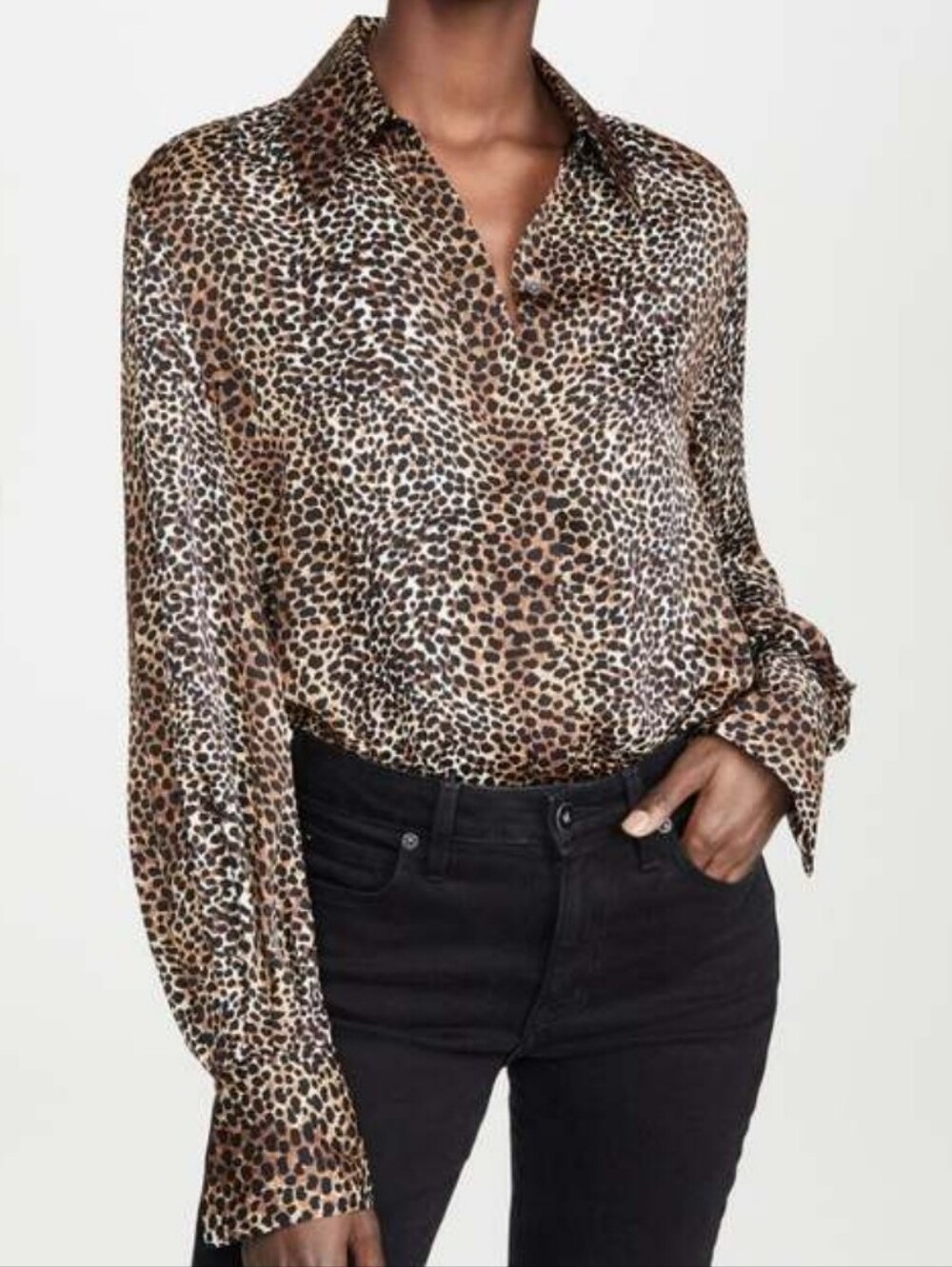 Equipment Femme Didina Blouse Cheetah Print Button Down Shirt Satin Sz S